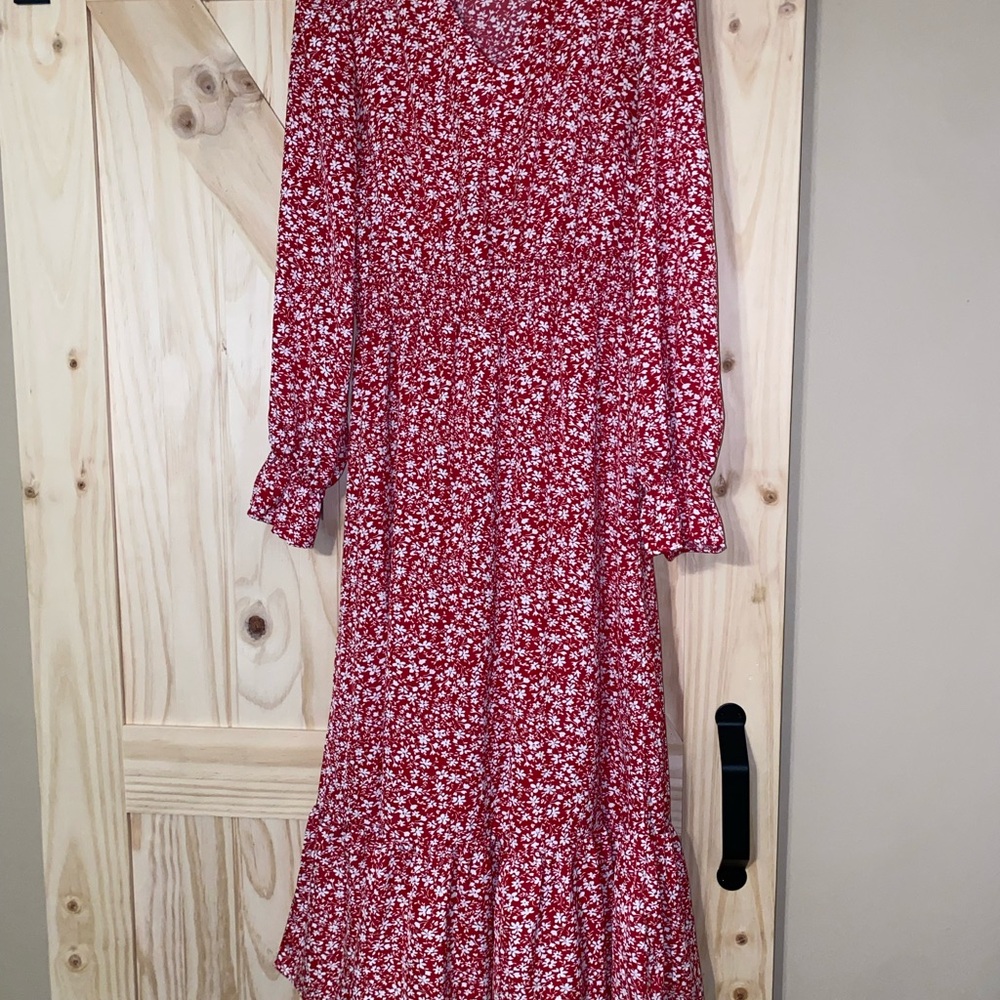 Floral Red Dress